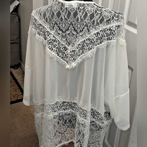 Lulus Cream Lace Open Front Cardigan  Size XS - Picture 2 of 8